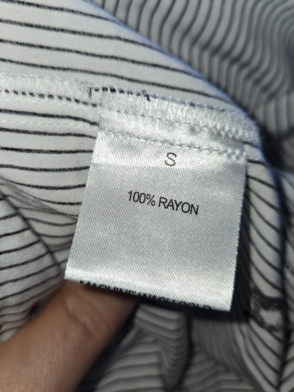 Women's Black and White Striped Short-Sleeve Button-Up French Bulldog Top Small - Picture 7 of 8